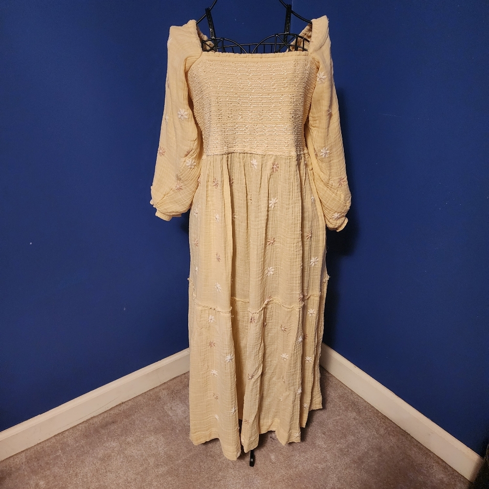 FREE PEOPLE Dahlia Embroidered Maxi Dress - LARGE NWOT